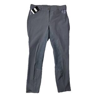 Dover Saddlery Riding Sport Gray Patch Breeches - Size 36 Equestrian Pants